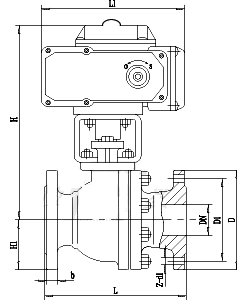 Q941型電動球閥 結構圖 / 尺寸圖