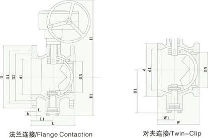 電動V型調節球閥 結構圖 / 尺寸圖
