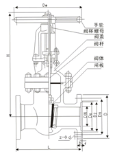Z41W不銹鋼法蘭閘閥 結(jié)構(gòu)圖 / 尺寸圖